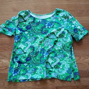 Green Kim Rogers Sz M Short Sleeve Blouse